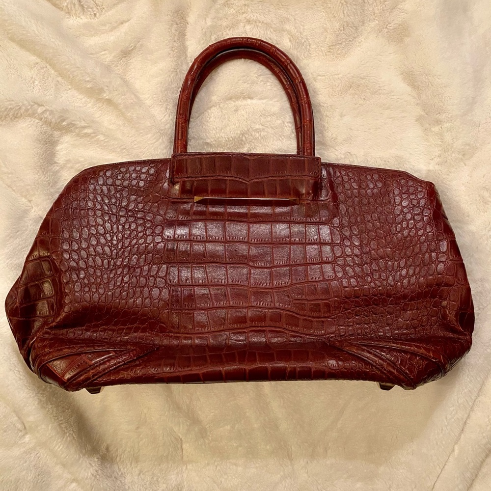 Brian Atwood Large Burgundy Leather Handbag - Picture 2 of 7